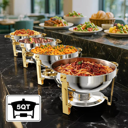 🍽️ PrimeHostTM Chafing Dish Buffet Set – 58% OFF | Stainless Steel Food Warmer with Crystal Lid | 5QT Party Catering Chafer 🥂