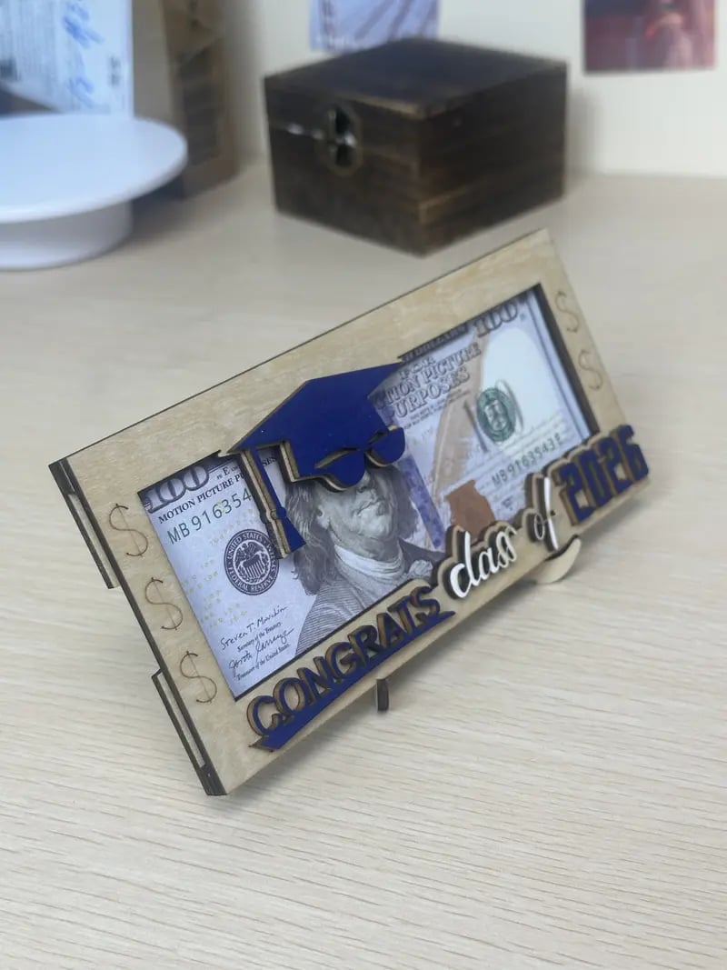🎁Buy 1 Get 1 Free🎁|🎓 Class of 2026 Money Holder – Unique Wooden Cash Gift Box🧑‍🎓