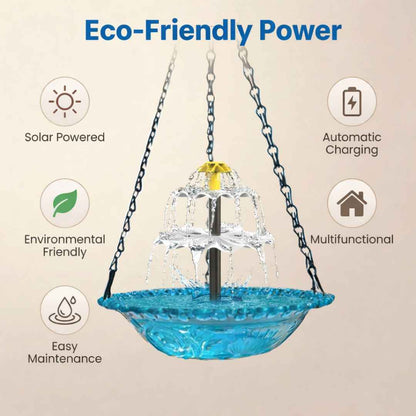 🐦 Solar Bird Bath Fountain | Hanging Cascade Garden Decor