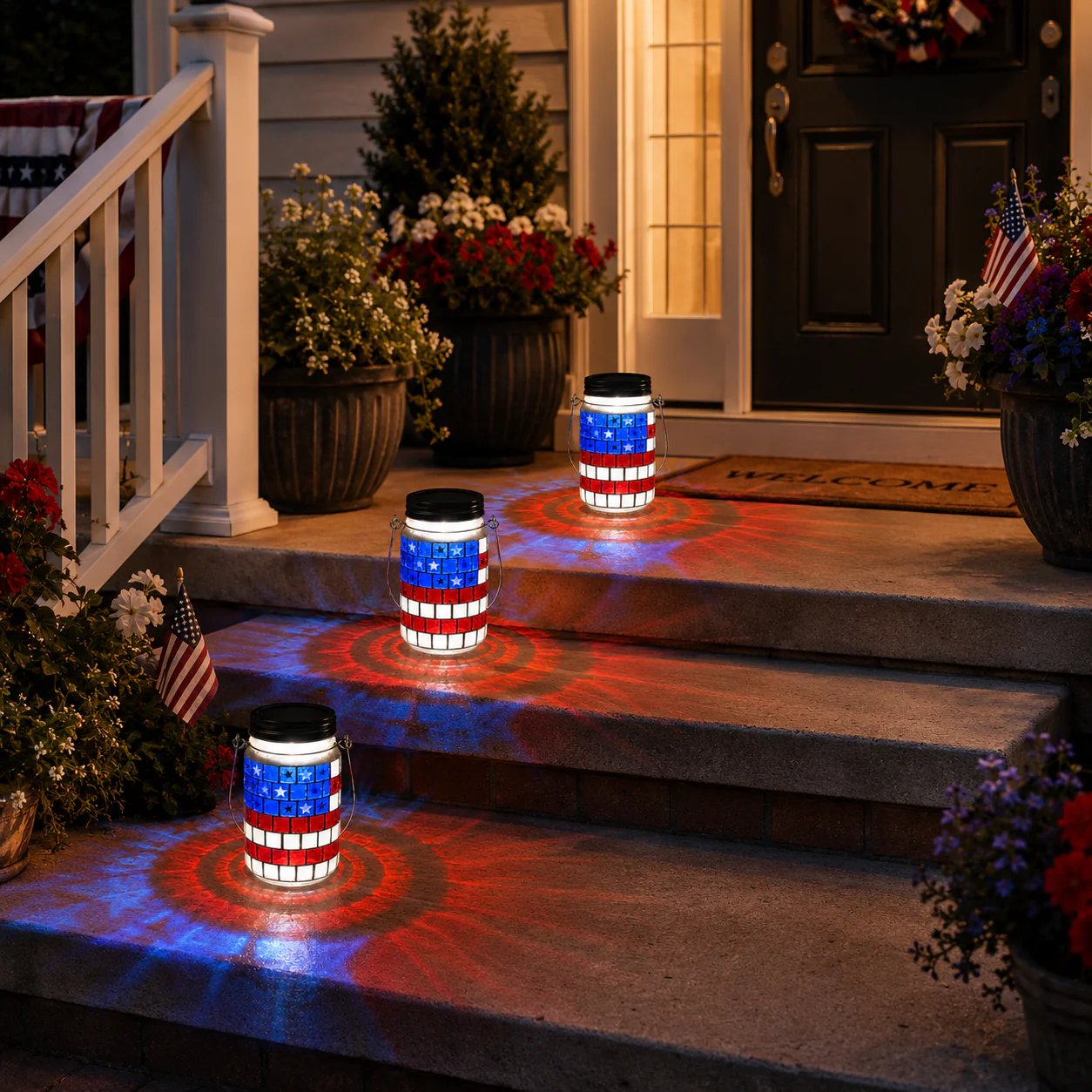 🎆 4th of July Solar Patriotic Mason Jar Lantern🏮
