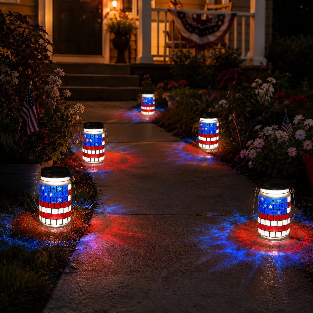 🎆 4th of July Solar Patriotic Mason Jar Lantern🏮