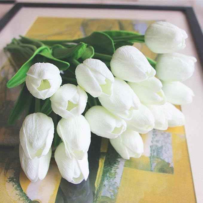 Last Day Promotion! 🔥Outdoor/Indoor UV Resistant & Waterproof Faux Tulip Bouquet 10Pcs Artificial Flower Decor ✅