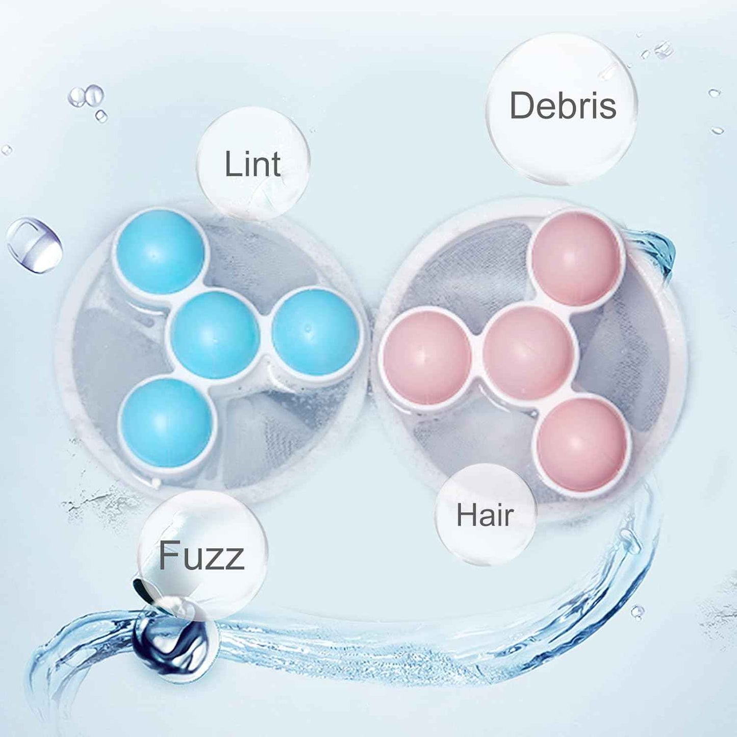 🧺 Hair Filter Bags for Laundry | Floating Lint Catcher 3-Pack