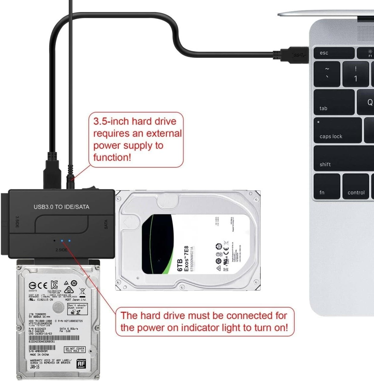 💾 USB 3.0 to SATA IDE Adapter | Universal Hard Drive Reader