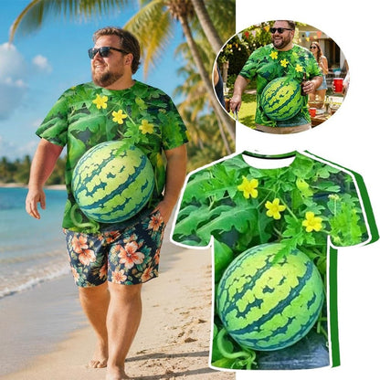Funny 3D Watermelon Graphic T-Shirt for Men & Women – Summer Fruit Print Casual Short Sleeve Tee, Novelty Gift Shirt