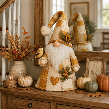 HOT SALE 49% OFF – 🐦 Patchwork Bird Gnome Light Collection | Warm Glowing Tabletop Decor with Farmhouse Patchwork Details for Mantels, Shelves & Holiday Gifts