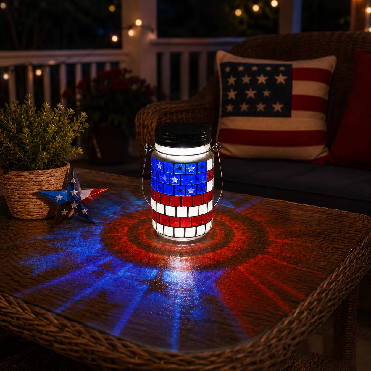 🎆 4th of July Solar Patriotic Mason Jar Lantern🏮