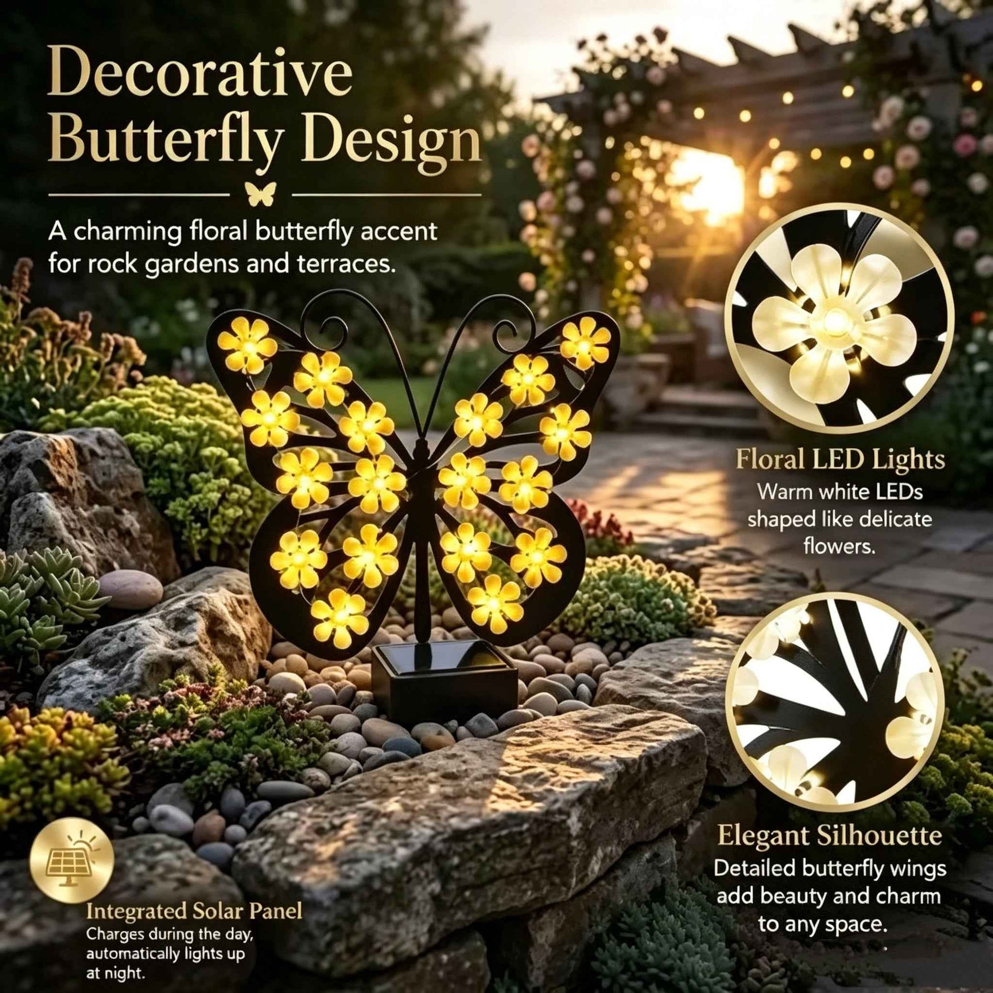 🔥🦋Solar Lights Outdoor Metal Butterfly Wall Decor
