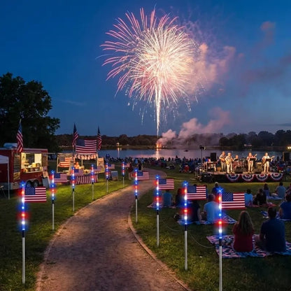 🌟Last Day 50% OFF - 8 Solar American Flag Pathway Lights – Red, White & Blue Yard Glow for 250th Independence Celebration 🇺🇸✨