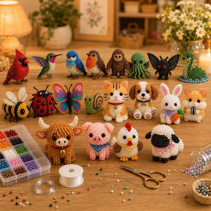 🧵✨ Tiny 3D Beaded Animal DIY Kit – Turn Tiny Beads Into Treasured Handmade Animals, Great for Cozy Afternoons & Thoughtful Gifts
