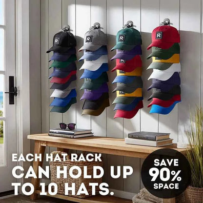 Vertical Adhesive Hat Rack Organizer – Wall-Mounted Cap Holder for Closets, Doors & Bedrooms（2-pack）