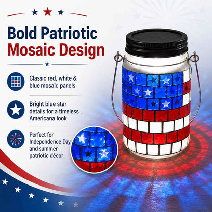 🎆 4th of July Solar Patriotic Mason Jar Lantern🏮