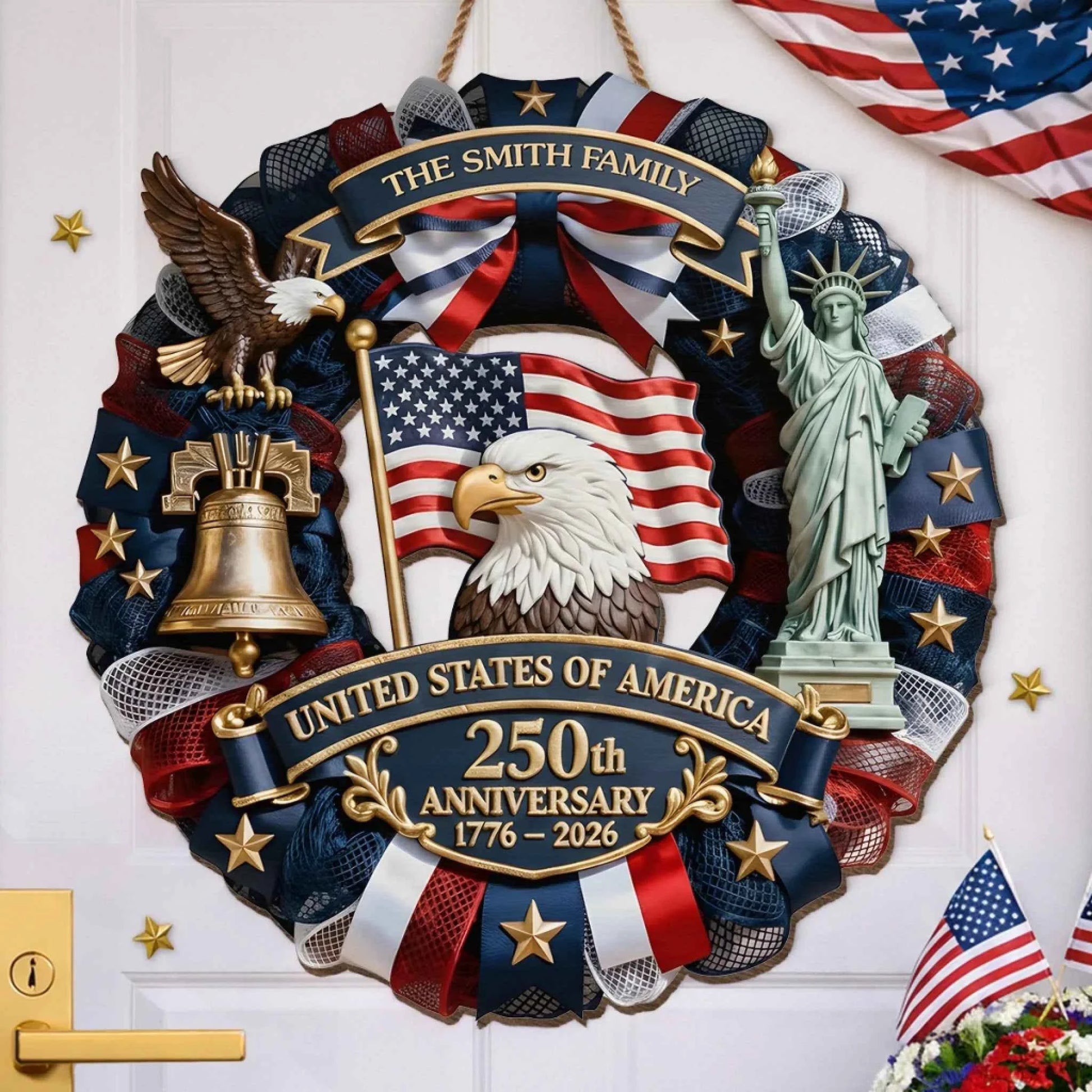 🎁 Custom Wood Sign | America 250th Anniversary Family Gift
