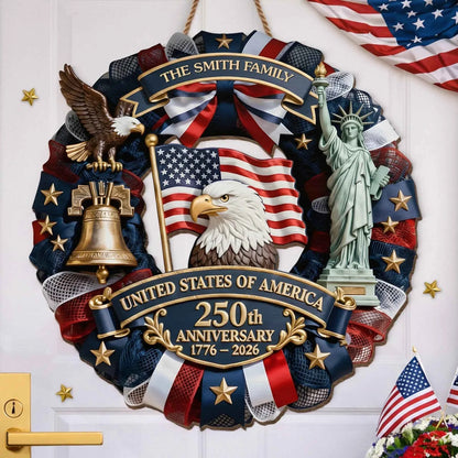 🎁 Custom Wood Sign | America 250th Anniversary Family Gift