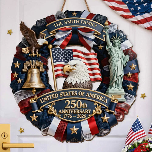 🎁 Custom Wood Sign | America 250th Anniversary Family Gift