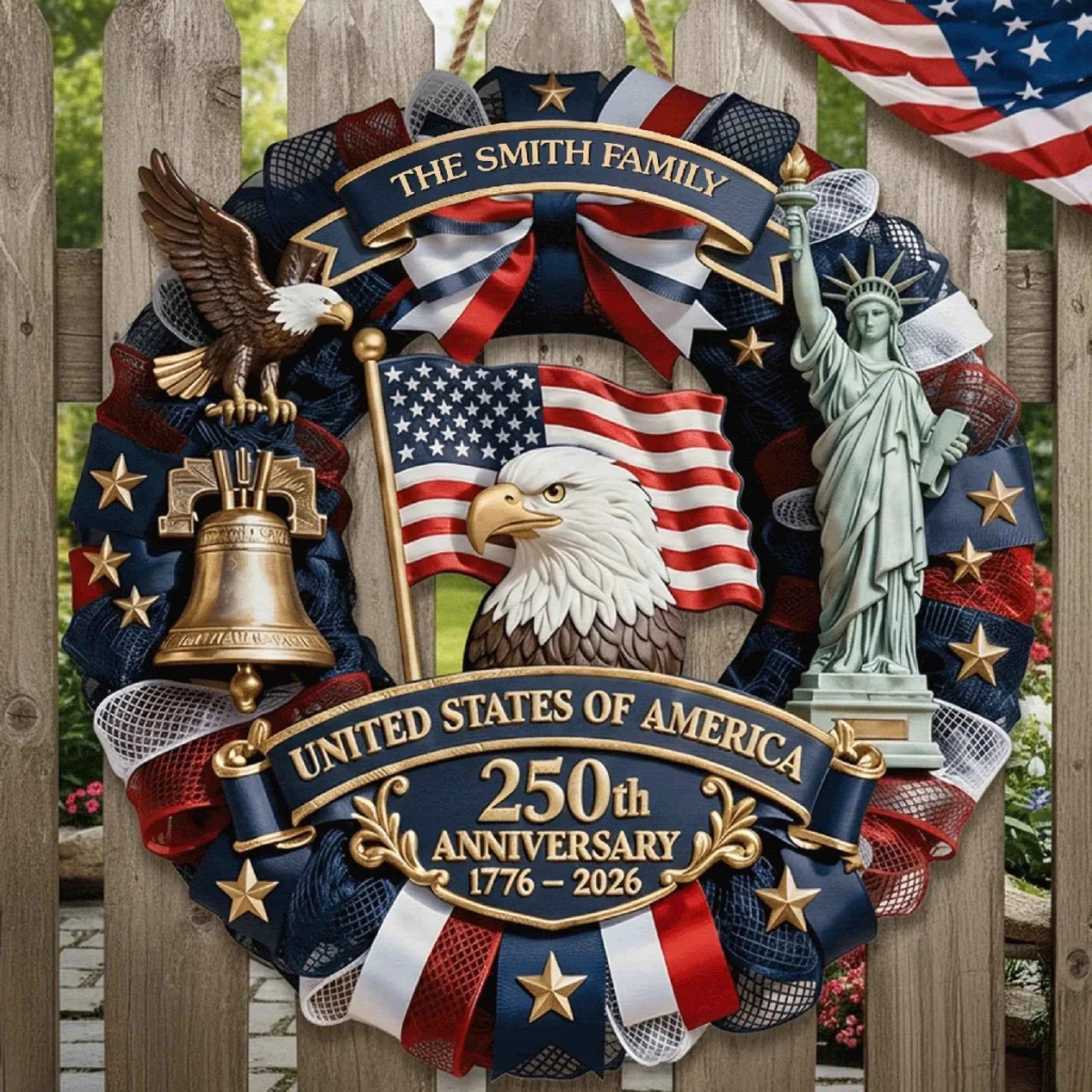 🎁 Custom Wood Sign | America 250th Anniversary Family Gift