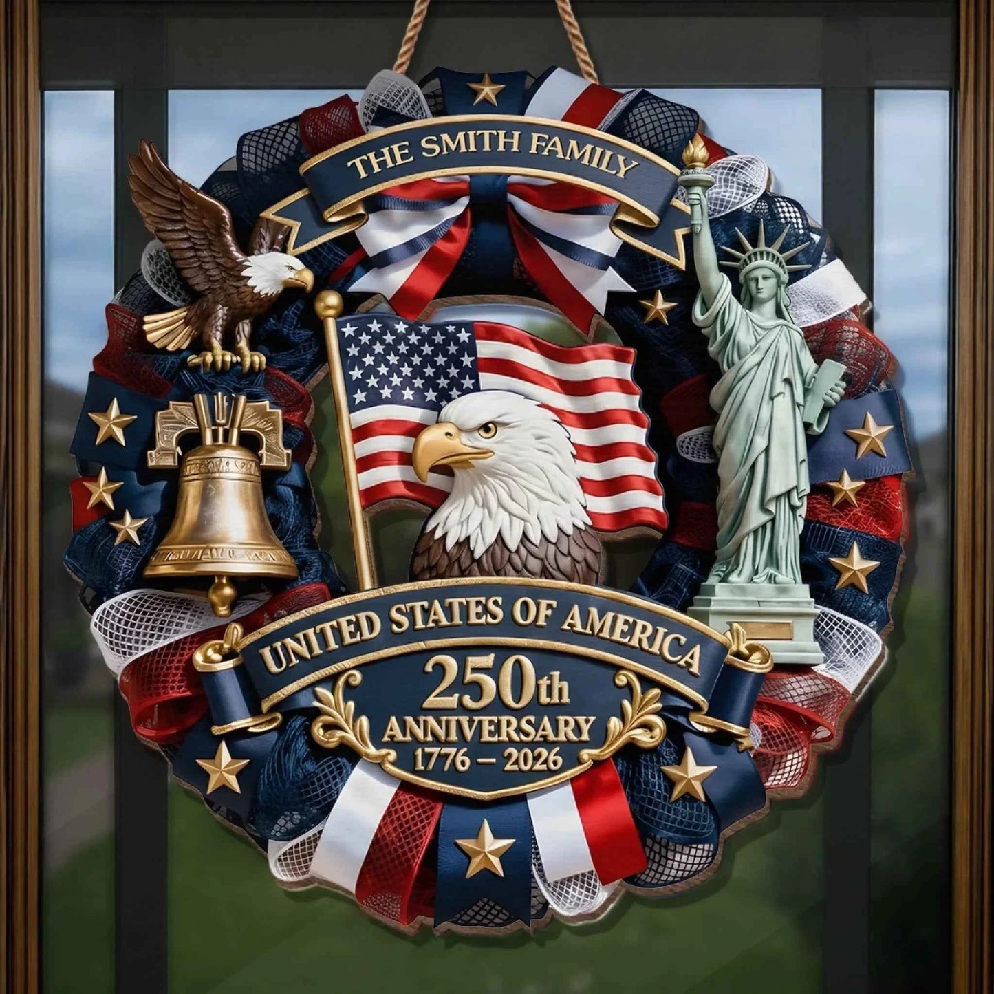 🎁 Custom Wood Sign | America 250th Anniversary Family Gift