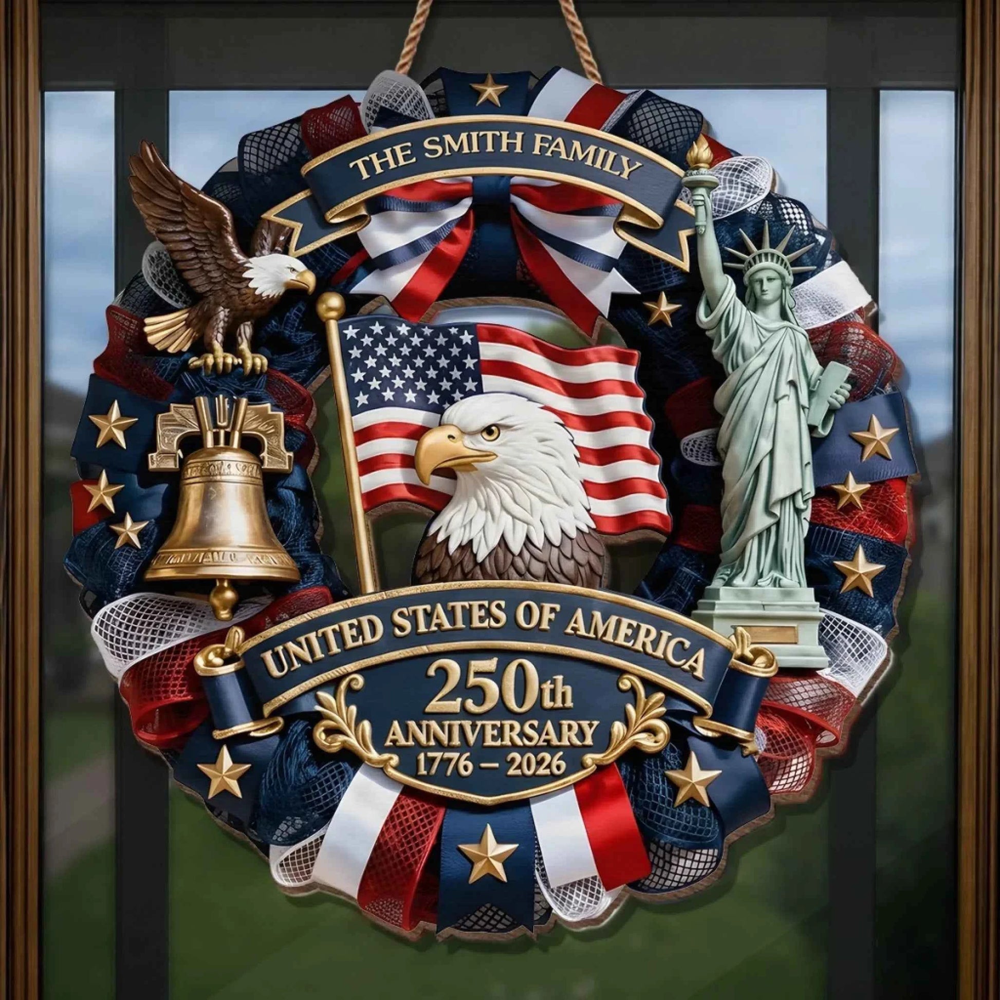 🎁 Custom Wood Sign | America 250th Anniversary Family Gift