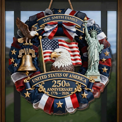 🎁 Custom Wood Sign | America 250th Anniversary Family Gift