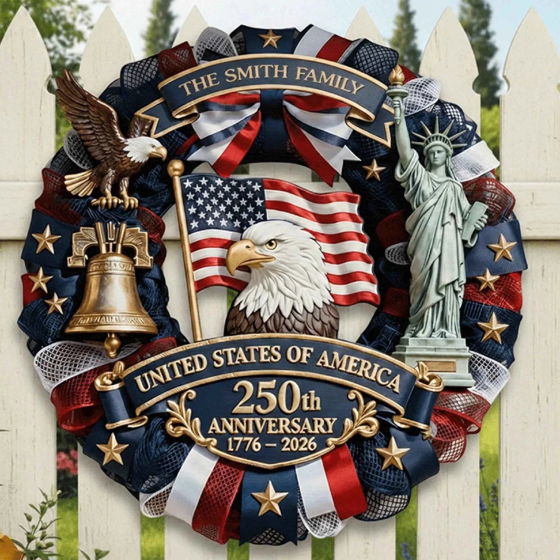 🎁 Custom Wood Sign | America 250th Anniversary Family Gift