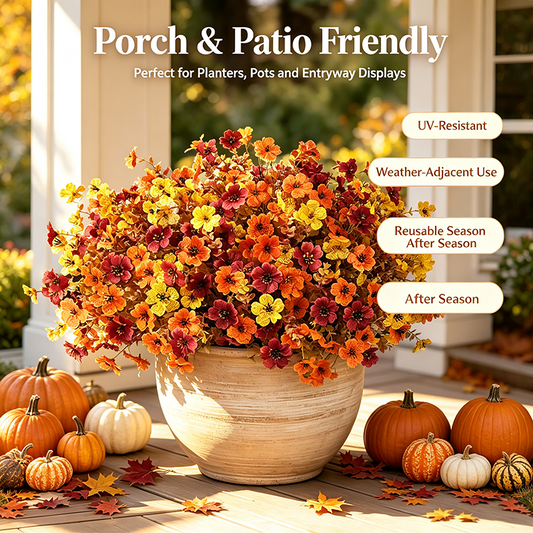 Fall Artificial Flower Halloween 12pcs, UV Resistant Colorful Fake Flower🍂