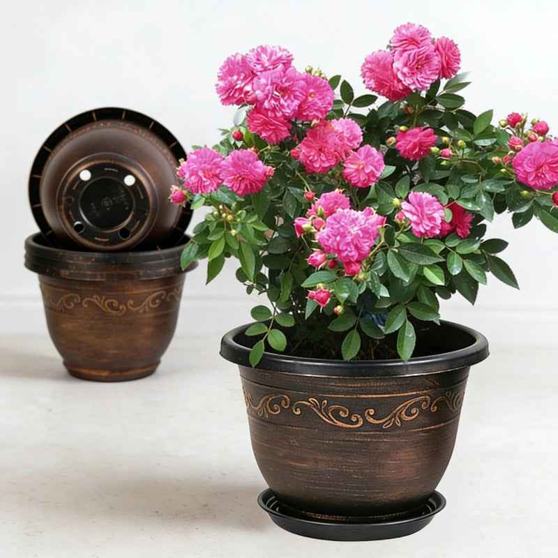 🌿 4-Pack Retro Plant Pots | Indoor & Outdoor Flower Planters