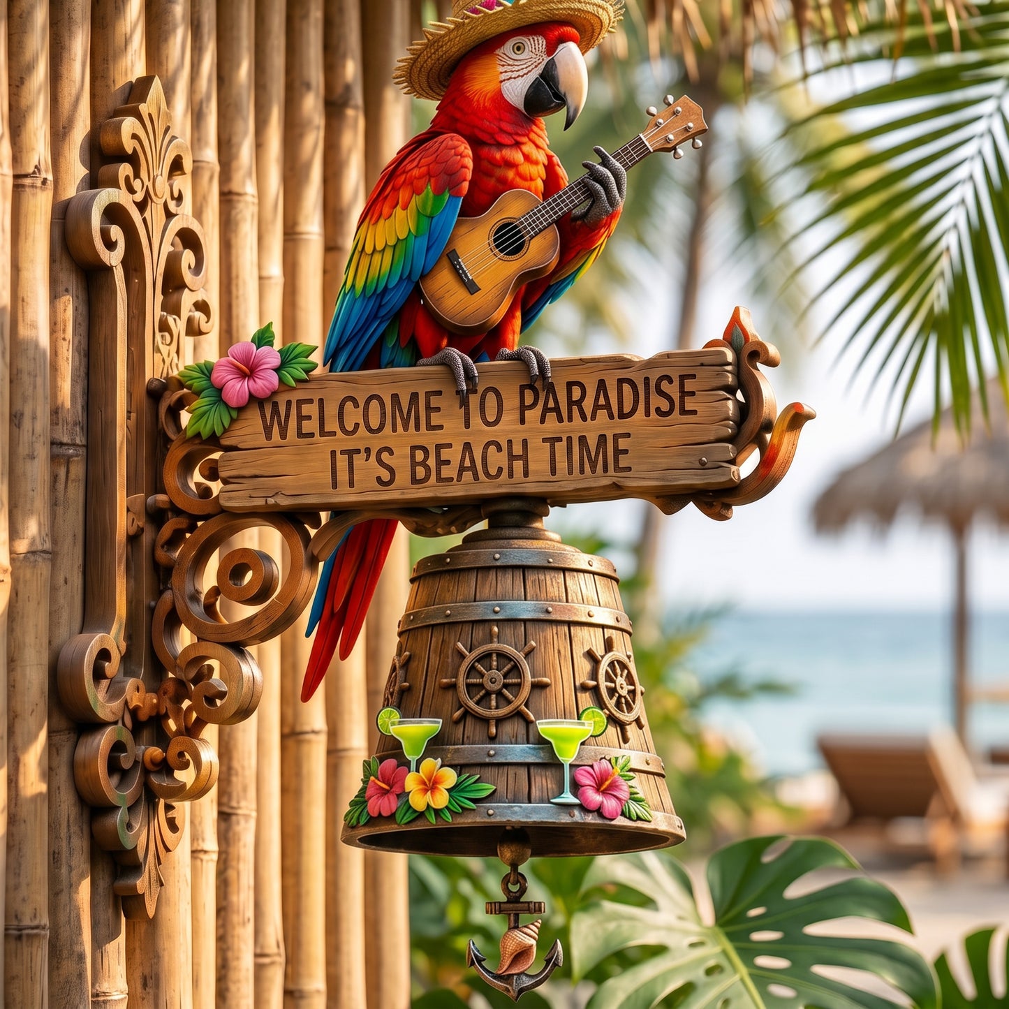🔥Last Day 49% OFF Sola🔥-🐠 "Island Vibes Lover Paradise Welcome to Paradise" Tropical Wall Bell