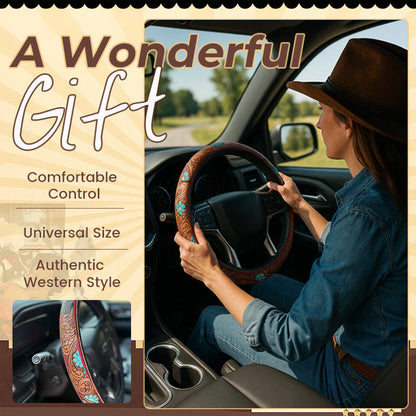 🤠 Give Your Ride That Wild West Energy🛞Western Cowboy Steering Wheel Cover