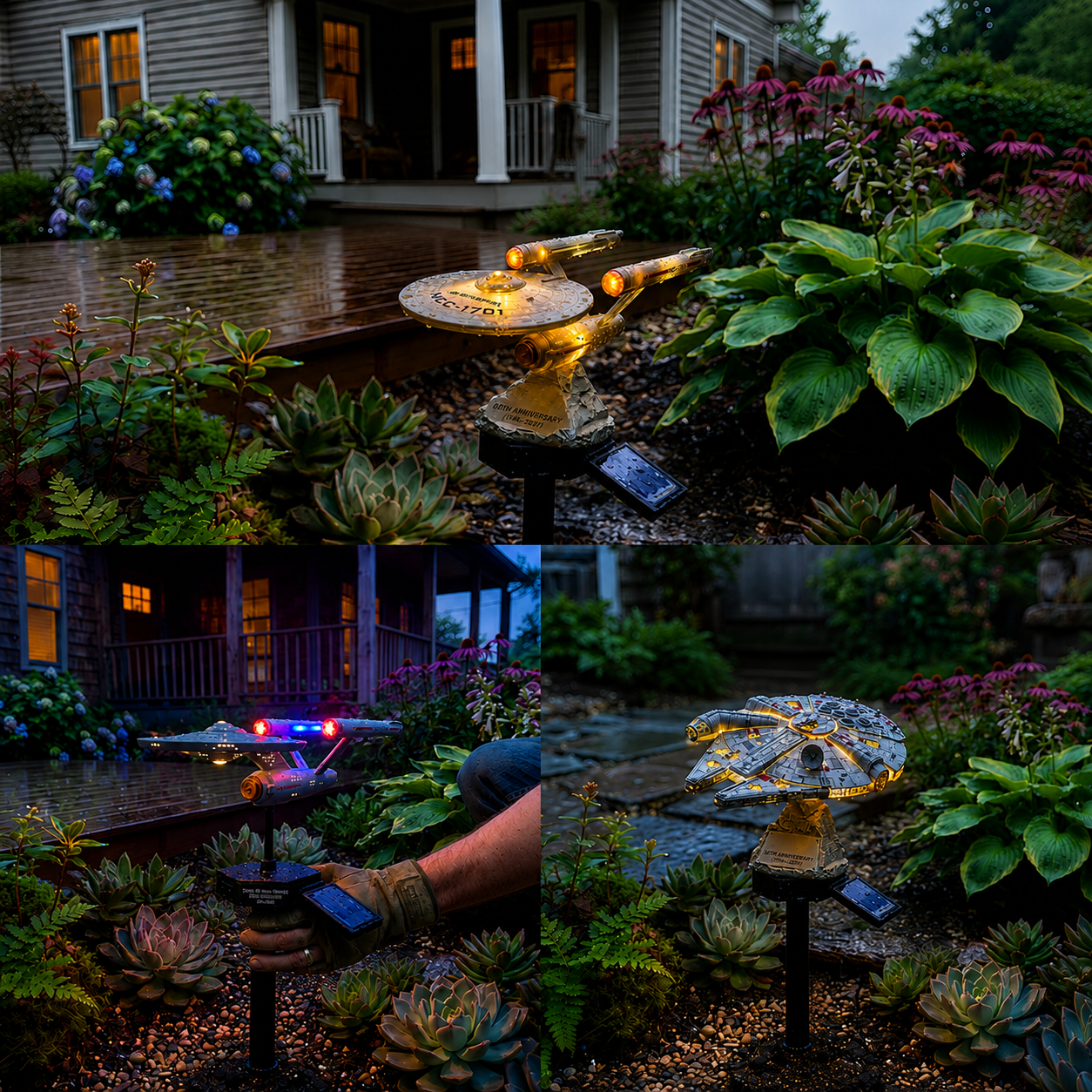 🌌 TODAY ONLY—🔥 Save 52% 🚀 Sci-Fi Starship Solar Garden Light ✨ Light Up Your Outdoor Space