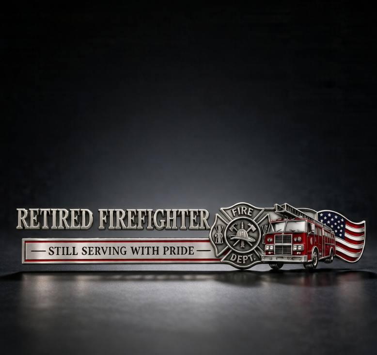 🚒 🔥 Retired Firefighter Metal Car Emblem | Show Your Firefighter Pride Wherever You Go