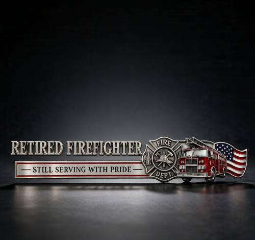 🚒 🔥 Retired Firefighter Metal Car Emblem | Show Your Firefighter Pride Wherever You Go