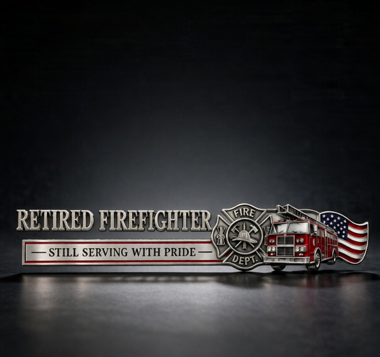 🚒 🔥 Retired Firefighter Metal Car Emblem | Show Your Firefighter Pride Wherever You Go