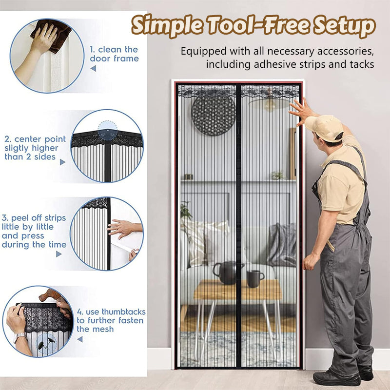 Keep The Bugs Out🦟🙅Magic Mesh Summer Magnetic Screen Door Curtain