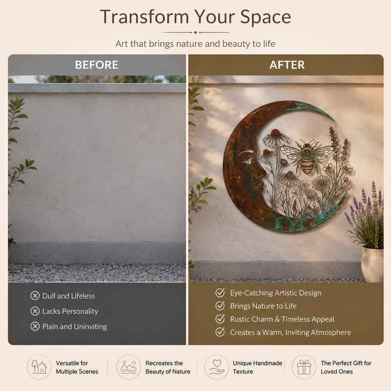 🔥Last Day 50% OFF Sola🔥-🌟🌜️Crescent Moon Bee Wall Decor🐝
