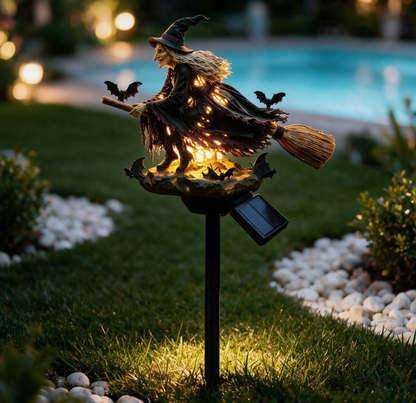 🧙‍♀️🌙 Witch Broom Garden Stake Light | Create a Haunted Halloween Atmosphere