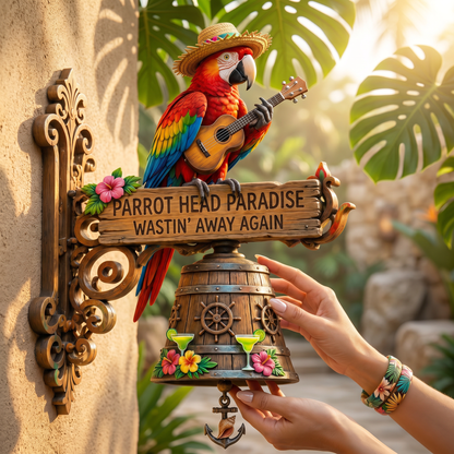 🔥Last Day 49% OFF Sola🔥-🐠 "Parrot Head Paradise Wastin' Away Again" Tropical Wall Bell