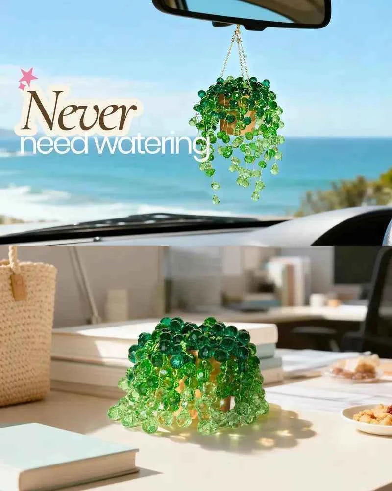 🔥Last Day 50% OFF| 🌟Mini Woven Basket Beaded Plant Suncatcher - Longer Strands🍀☀️