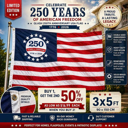 Last Day 48% OFF🔥250th Anniversary USA Commemorative Flag (3x5 Ft）,Double-sided mirror embroidery