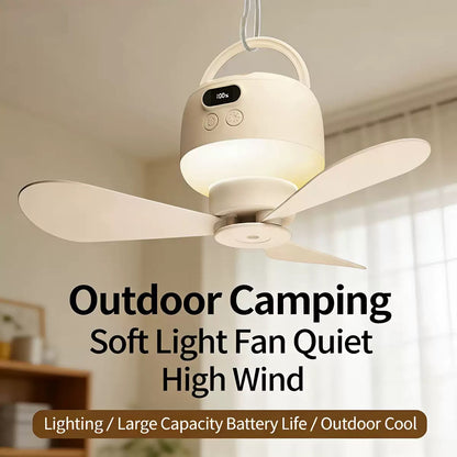 🌟2-in-1 Rechargeable Camping Lantern & Fan – Portable, Hangable & USB Rechargeable
