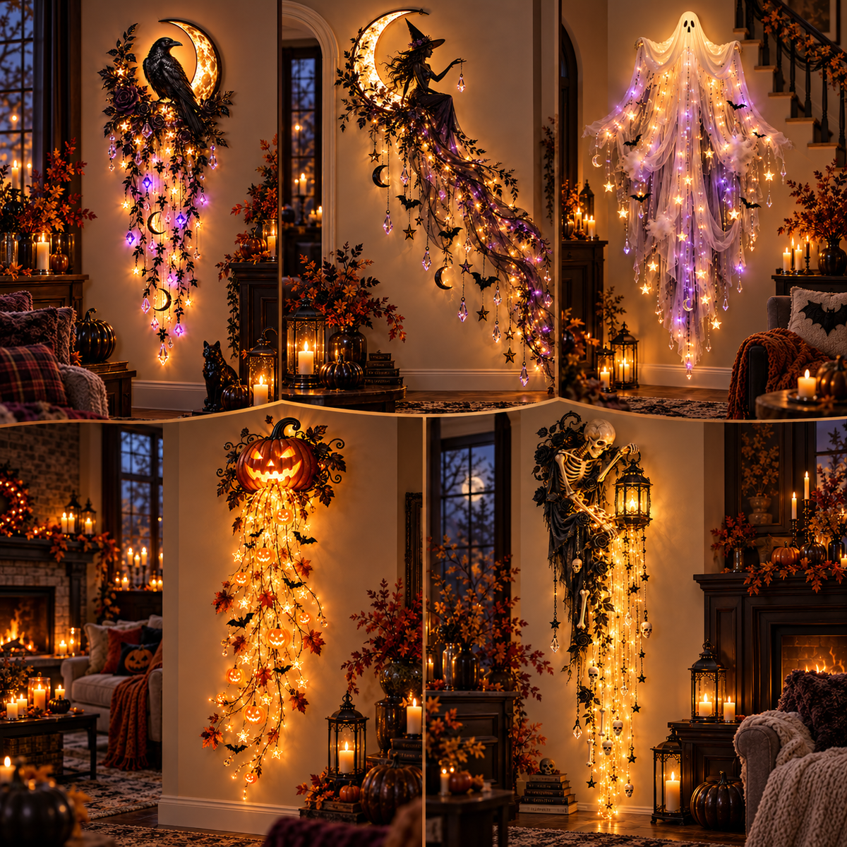✨Last Day 50% OFF✨Elegant Halloween Cascade Wall Light – 5 Gothic Illuminated Designs