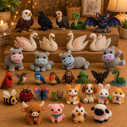 🧵✨ Tiny 3D Beaded Animal DIY Kit – Turn Tiny Beads Into Treasured Handmade Animals, Great for Cozy Afternoons & Thoughtful Gifts