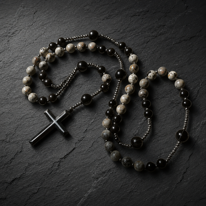 📿Natural Rosary Necklace - UV Reactive Energy Protection Healing Crystal💎