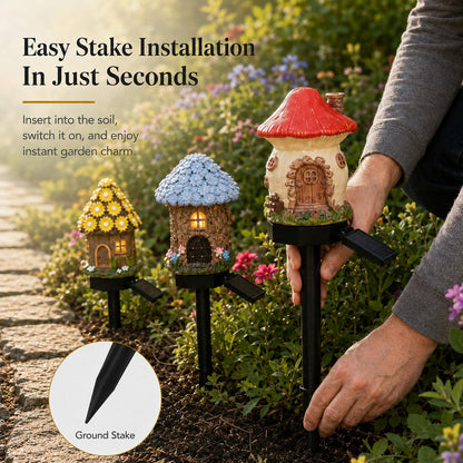 ⭐Zero Electric Bill! All Weather Fairy House Solar Garden Stake Lights