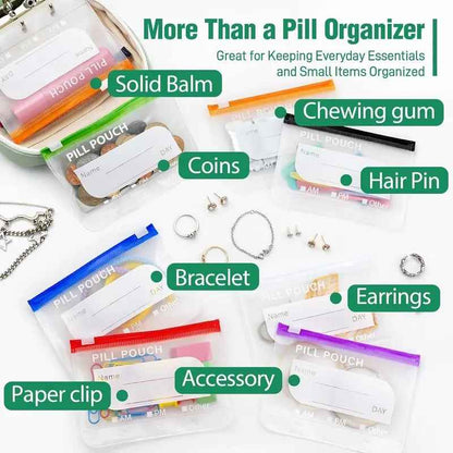 💊A8 Waterproof Pill Pouch Set – 7 to 14 Days of Meds & Vitamins💧Waterproof & Crush-Resistant Shell