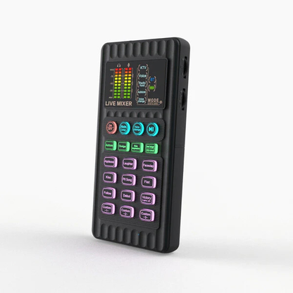 🎤 Portable Live Sound Card & Voice Changer | Multi-Functional Audio Mixer for Streaming, Gaming & Recording