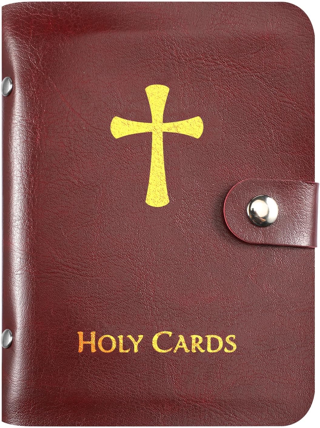 ✝️🙏Catholic Faux Leather Holy Card Holder – Pocket Prayer Card Organizer with Snap Closure