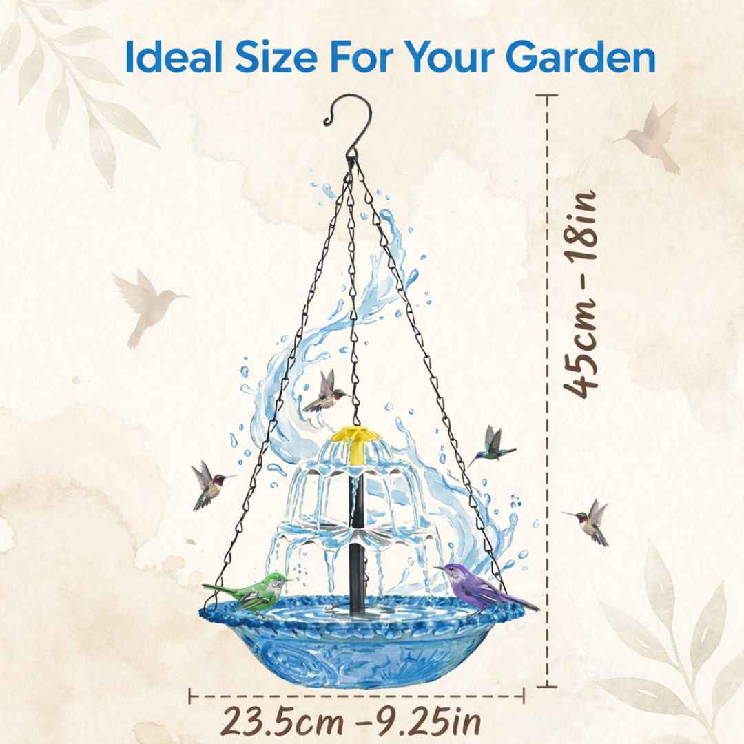 🐦 Solar Bird Bath Fountain | Hanging Cascade Garden Decor