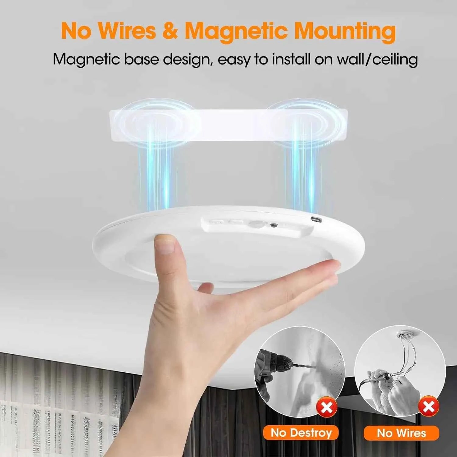 ✨ Motion Sensor Ceiling Light | Remote Control Rechargeable Lamp