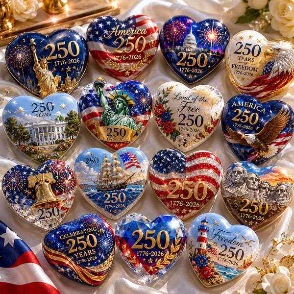 💥🗽America's 250th Anniversary Heart Ornament Collection 🎁 Limited Edition Keepsakes