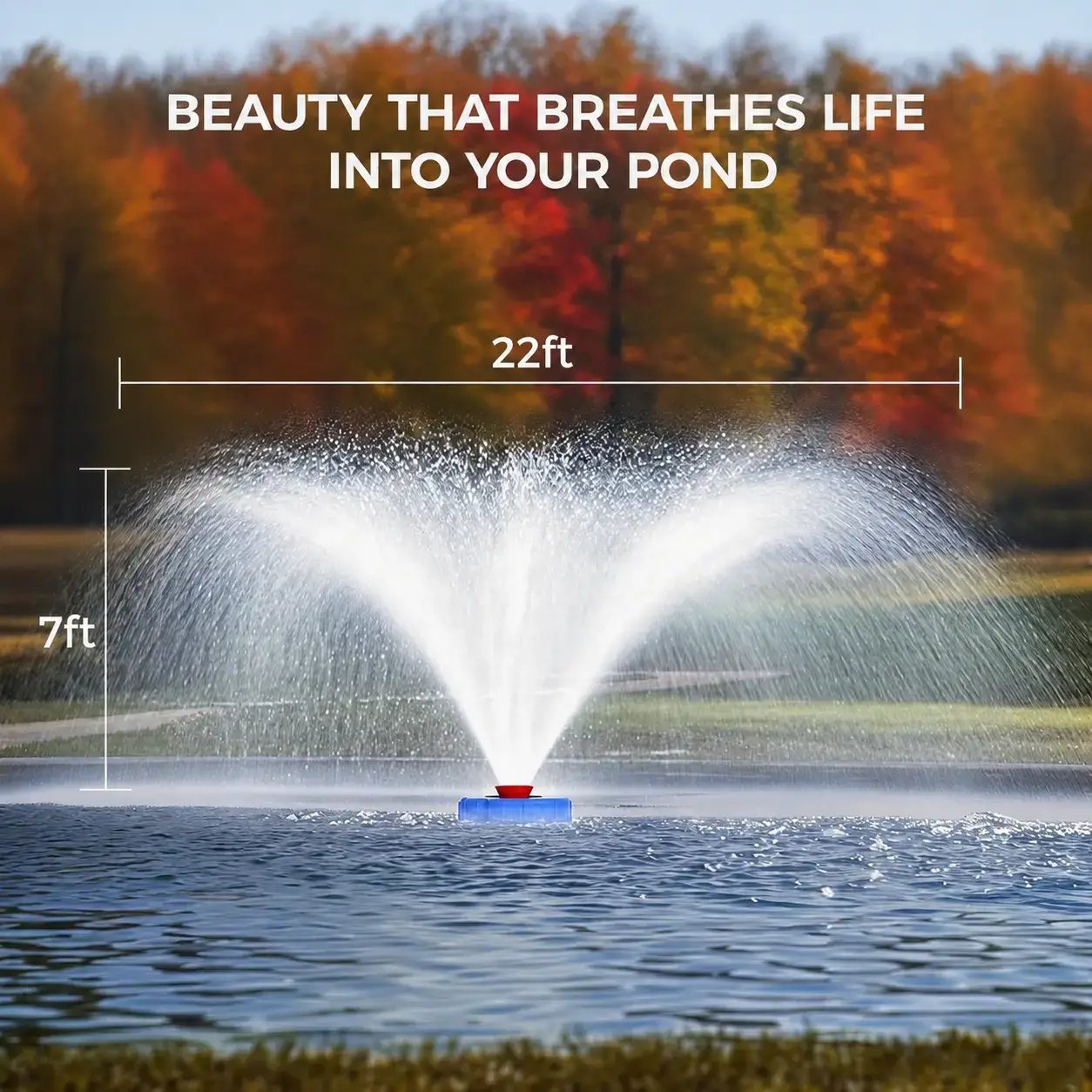 1HP 750W Floating Pond Fountain Aerator, 15000 GPH Pump for Large Ponds & Lakes